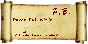 Pakot Belizár névjegykártya